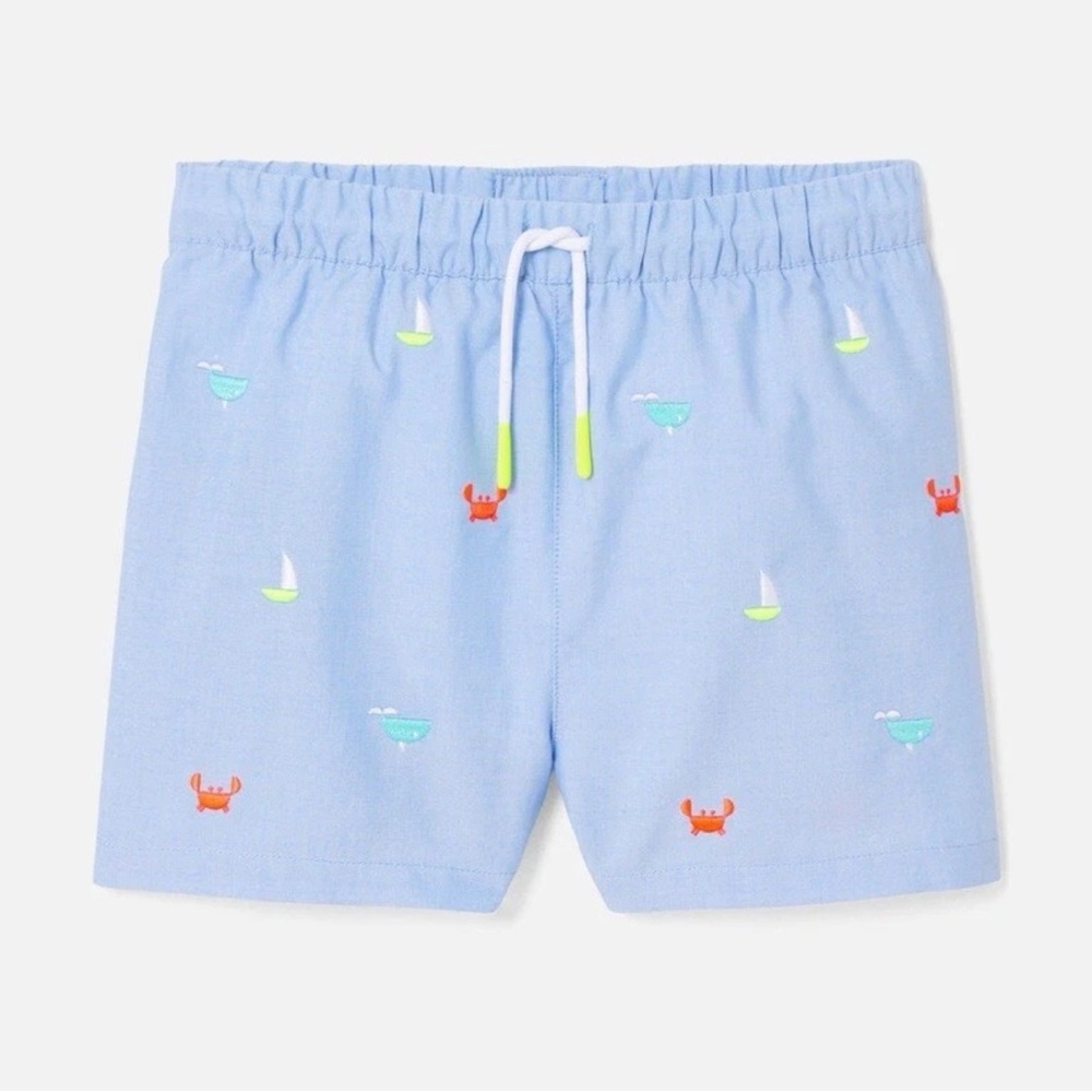 JACADI Light Blue Kids Shorts with Crab and Sailboat Design